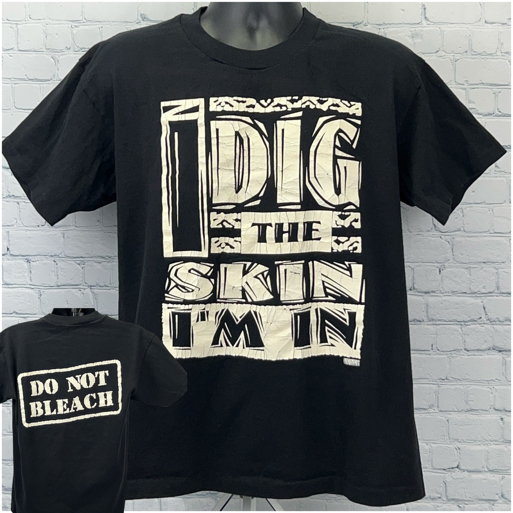 Vintage 90s I Dig the Skin I'm In T Shirt African American Pride Black L Large